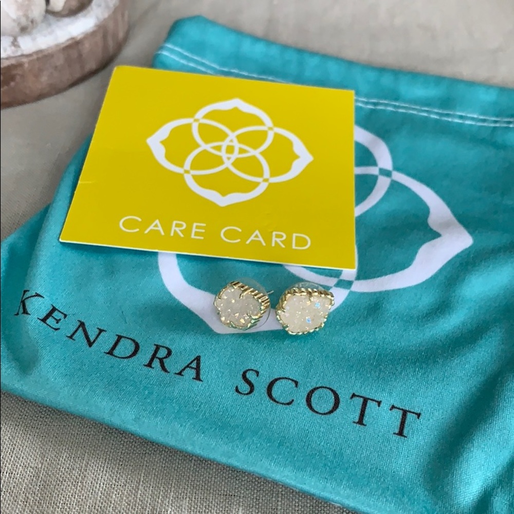 Kendra Scott Tessa earrings iridescent drusy gold
